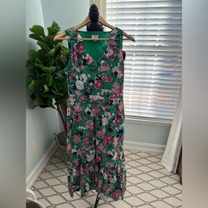 J. Crew Floral Maxi Dress in Green and Pink